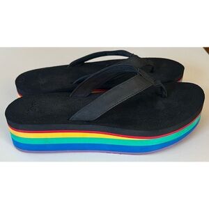 Sanuk Rainbow Yoga Mat Platform Flip Flop Sandals 8